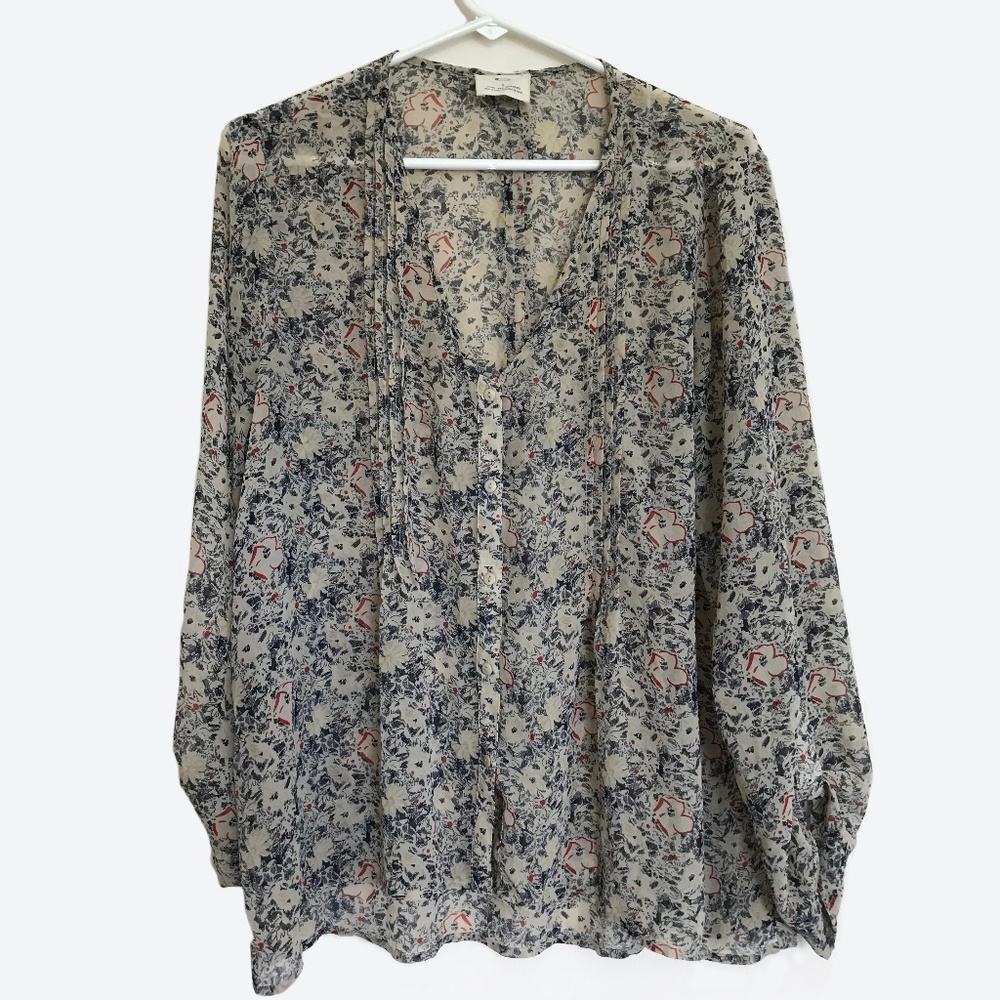 Floral Button Down Sheer Blouse